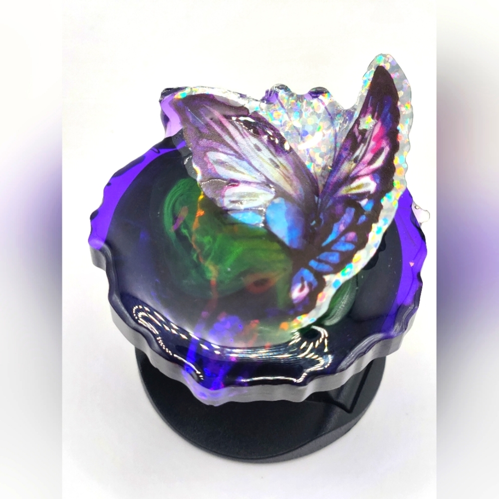 NEW 3-D Butterfly Purple Phone Grip